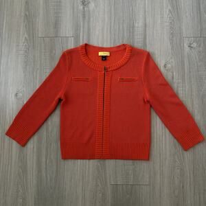 St. John 100% Silk Orange Full-Zip Sweater Size Medium